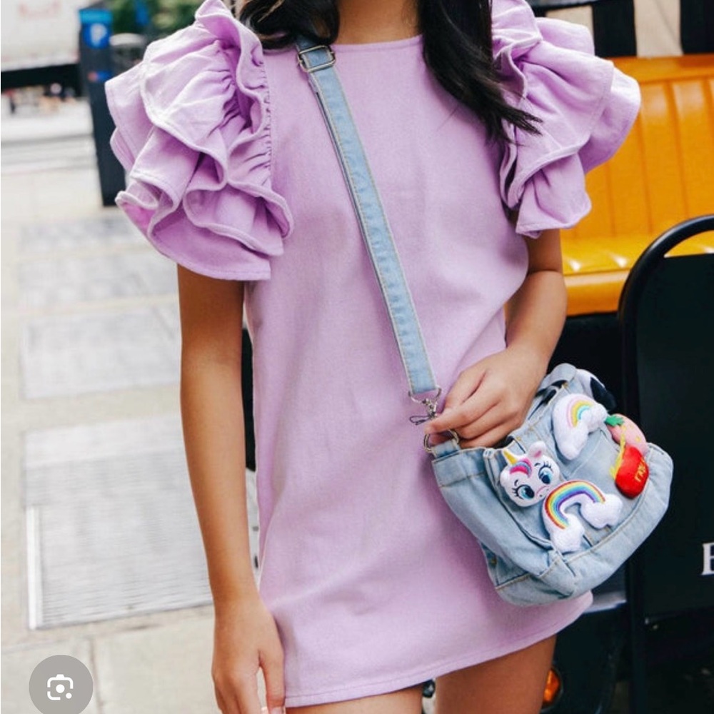 Lola + The Boys Lilac Ruffle Sleeve Dress